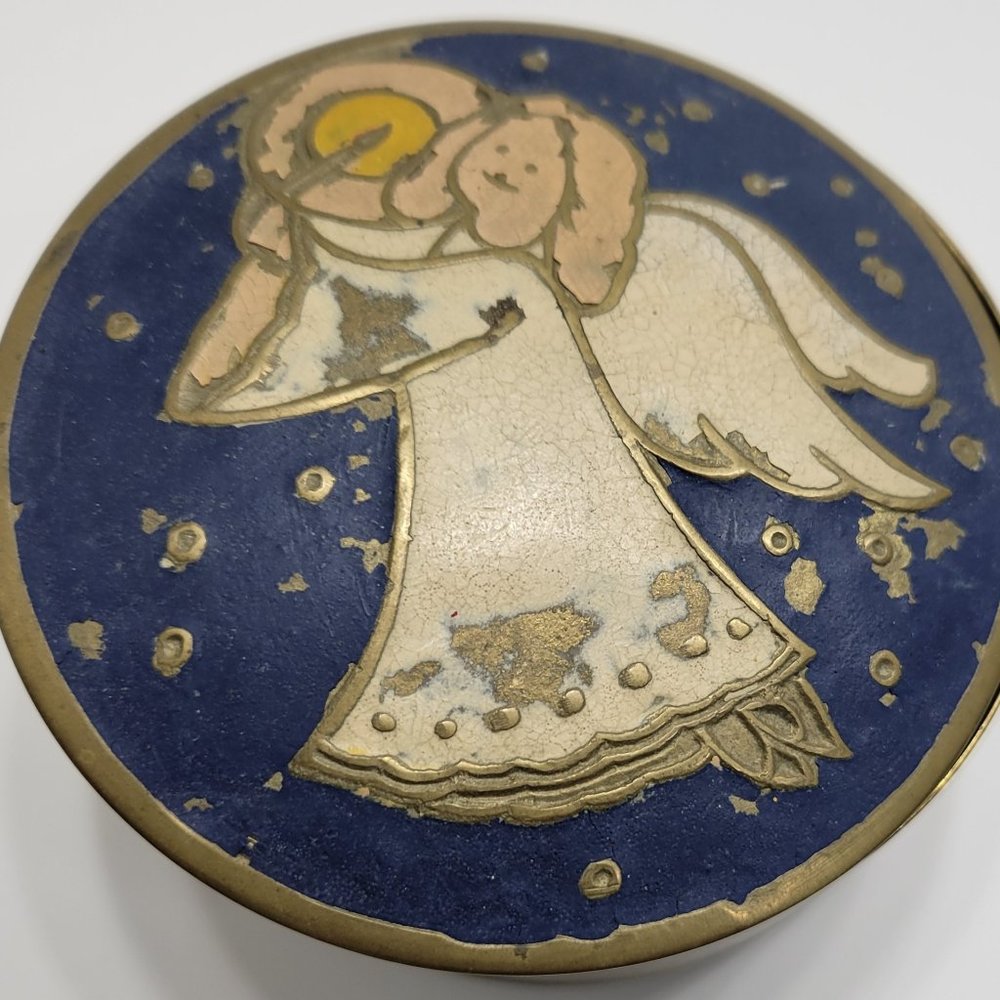 Vintage Angel Adorned Trinket Container